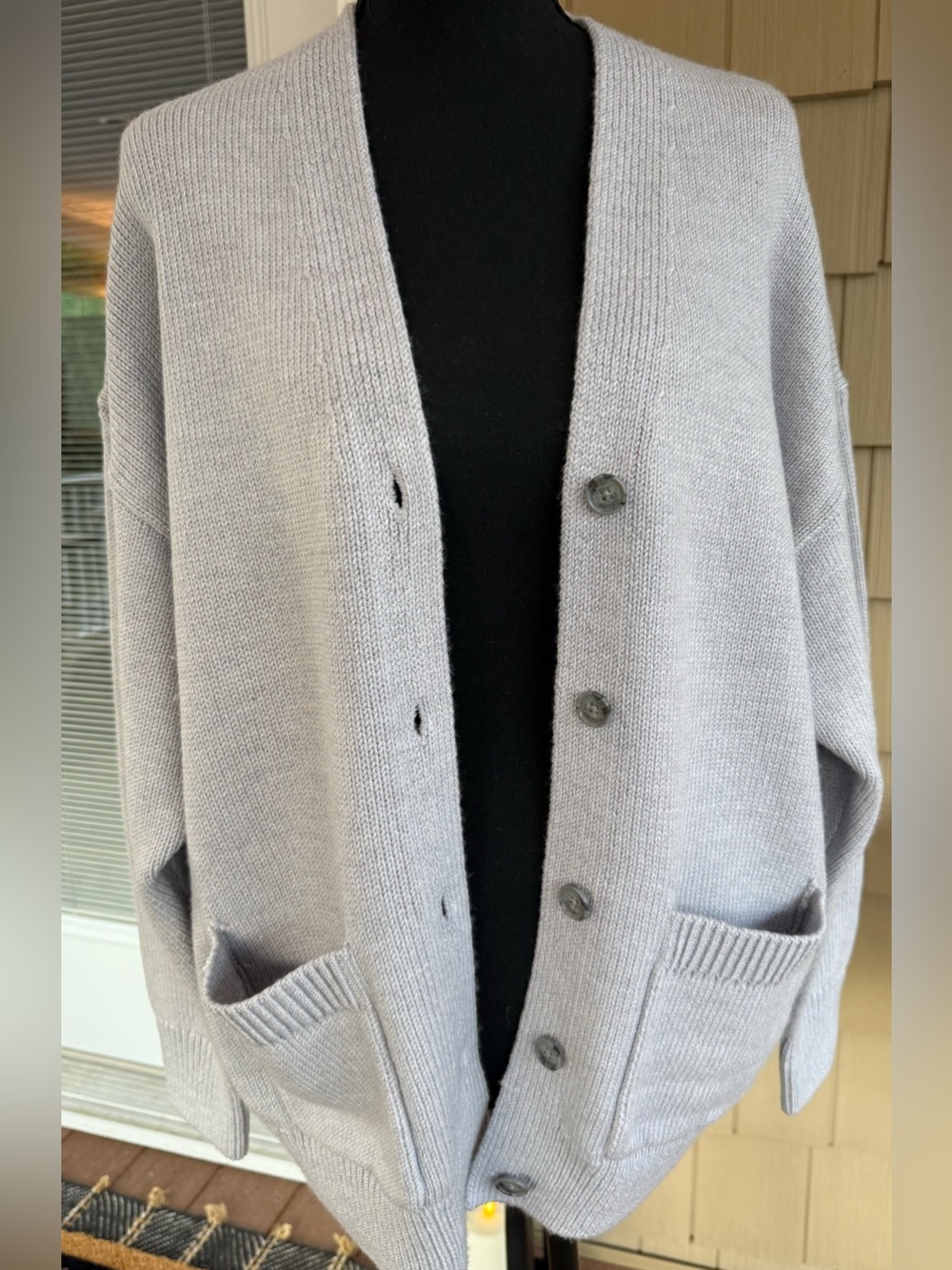 Aritzia Merino Wool Oversized Cardigan Sweater Light Grey Small